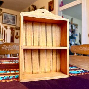 Vintage Wooden Ribbed Farmhouse Style Wall Shelf / Spice Rack